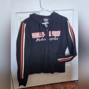 Gently used Harley Davidson Zip Hoodie in classic HD colors.